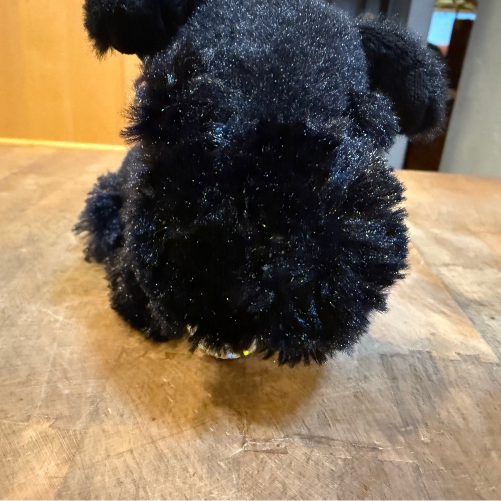 Black Plush Dog “Sammy” Justice 6 inch Black Terroir Dog Sparkly Collar - Picture 4 of 12
